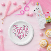 Assiettes En Carton Rose Je T'Aime (Fête)