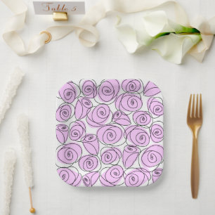 Assiettes En Carton Rose Lilac carré