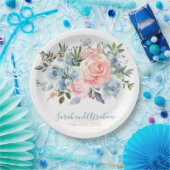 Assiettes En Carton Rose Mariage rose et bleu roux (Fête)