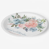 Assiettes En Carton Rose Mariage rose et bleu roux (Angle)