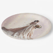 Assiettes En Carton Rose Mariée d'hiver Mariée Golden Shiny Heart Part (Angle)