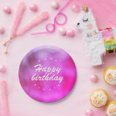 Assiettes En Carton Rose Metallic Foil Star Girly Joyeux anniversaire (Fête)