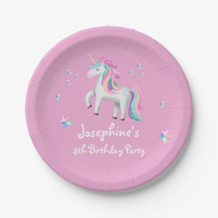Assiettes En Carton Rose mignon Magique Unicorn Enfants Anniversaire