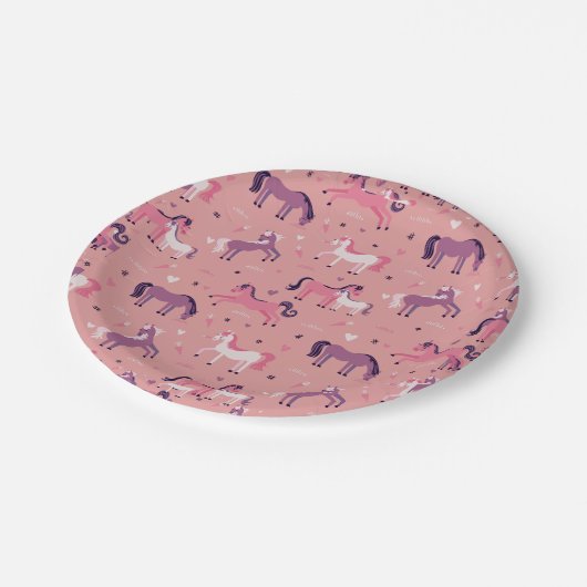 Assiettes En Carton Rose mignon Pony