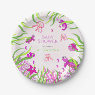 Assiettes En Carton Rose mignon sous le Baby shower des filles de la m