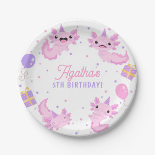 Assiettes En Carton Rose mignonne Axolotl fille Anniversaire