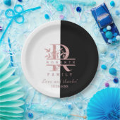 Assiettes En Carton Rose moderne Gold Split Monogramme personnalisé R (Fête)