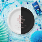 Assiettes En Carton Rose moderne Gold Split Personnalisé Monogramme L (Fête)