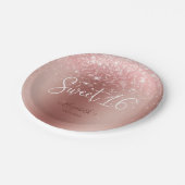 Assiettes En Carton Rose moderne Parties scintillant or doux 16 (Angle)