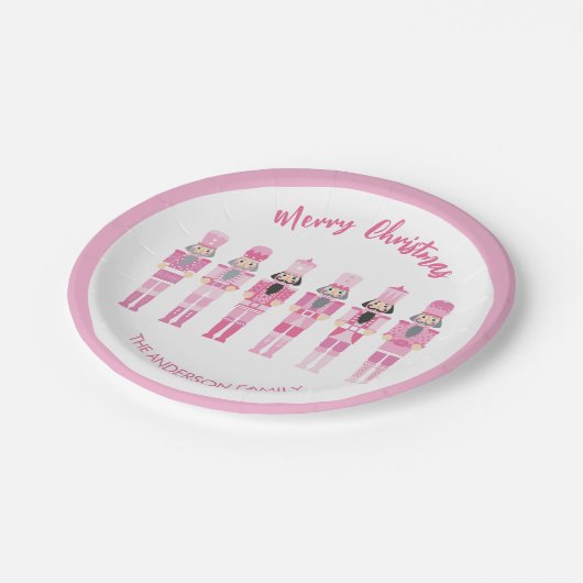 ASSIETTES EN CARTON ROSE NOËL NUTCRACKERS (Angle)