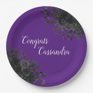 Assiettes En Carton Rose noir foncé gothique fête de graduation violet