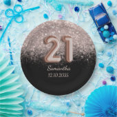 Assiettes En Carton Rose noir moderne Parties scintillant or 21 annive (Fête)