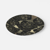 Assiettes En Carton Rose noire et or Glamour Élégant Chic Classe Fête (Angle)