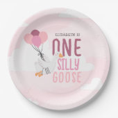 Assiettes En Carton Rose One Silly Goose 1er anniversaire (Devant)