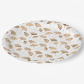 Assiettes En Carton Rose or ginko feuille blanc arrière - plan (Angle)