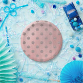 Assiettes En Carton Rose or rose brillant glam Pois moderne chic (Fête)