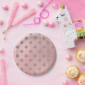 Assiettes En Carton Rose or rose brillant glam Pois moderne chic (Fête)