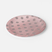 Assiettes En Carton Rose or rose brillant glam Pois moderne chic (Angle)