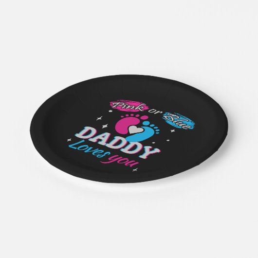 Assiettes En Carton Rose ou Bleu, papa t'aime (Angle)