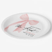 Assiettes En Carton Rose Pâle Nœud Elle Se Marie Réception de Mariage (Angle)