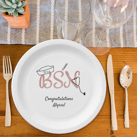 Assiettes En Carton Rose parties scintillant BSN Infirmière fête de re