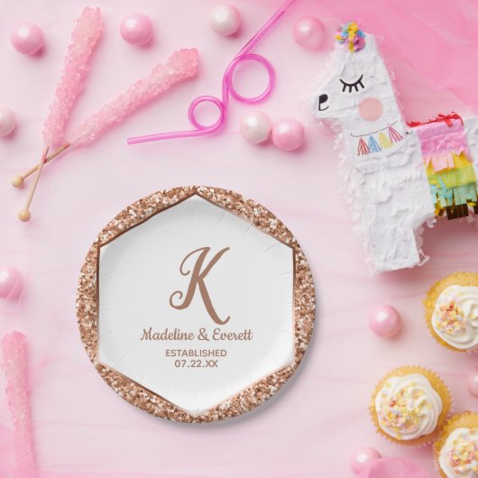 Assiettes En Carton Rose Parties scintillant or Confetti Glam Mariage  (Fête)