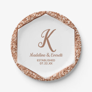 Assiettes En Carton Rose Parties scintillant or Confetti Glam Mariage 