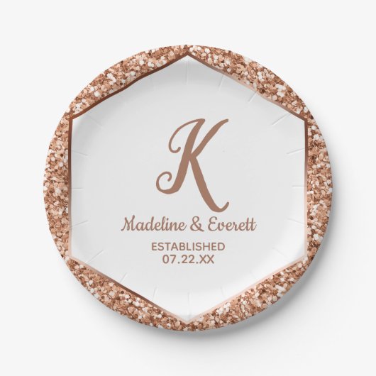 Assiettes En Carton Rose Parties scintillant or Confetti Glam Mariage (Devant)