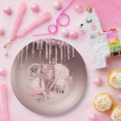 Assiettes En Carton Rose Parties scintillant or perches 50e anniversai (Fête)