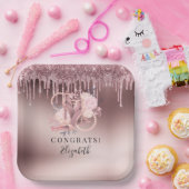 Assiettes En Carton Rose Parties scintillant or  retraite surprise (Fête)