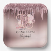 Assiettes En Carton Rose Parties scintillant or  retraite surprise (Recto)