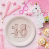 Assiettes En Carton Rose Parties scintillant or Script Sweet 16 Annive (Fête)