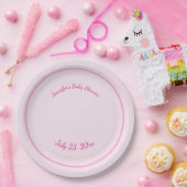 Assiettes En Carton Rose personnalisé (Fête)