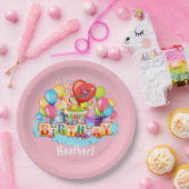 Assiettes En Carton Rose personnalisé fait sur commande de joyeux (Fête)