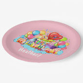 Assiettes En Carton Rose personnalisé fait sur commande de joyeux (Angle)