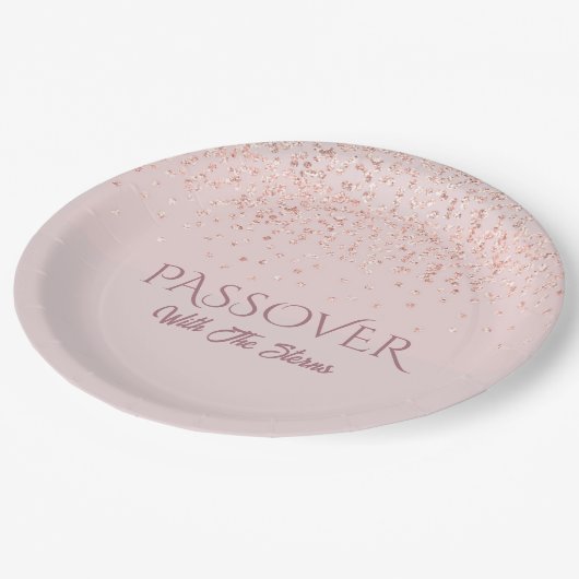 Assiettes En Carton Rose Pink Parties scintillant Poussière juive Sede (Angle)
