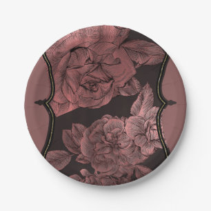 Assiettes En Carton Rose Poussiéreuse Doré Rose Vintage Élégant Glam M
