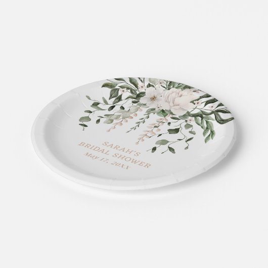 Assiettes En Carton Rose rose blanche (Angle)