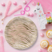 Assiettes En Carton Rose rose Blush Gold Zebra Poster de animal    (Fête)