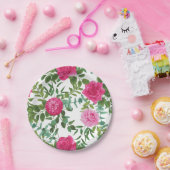 Assiettes En Carton Rose rose chaud Beau Mariage (Fête)