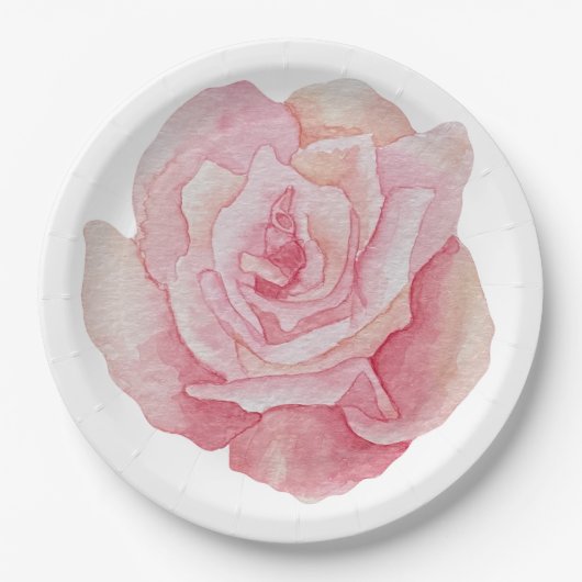 Assiettes En Carton Rose rose délicate illustrée à la main (Devant)