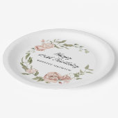 Assiettes En Carton Rose rose Dusty Floral 100e anniversaire (Angle)