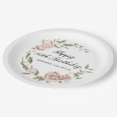 Assiettes En Carton Rose rose Dusty Floral 90e anniversaire (Angle)
