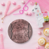 Assiettes En Carton Rose Rose Dusty Or Élégant Glam Floral Chic (Fête)