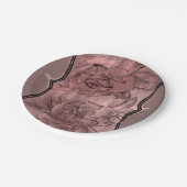 Assiettes En Carton Rose Rose Dusty Or Élégant Glam Floral Chic (Angle)