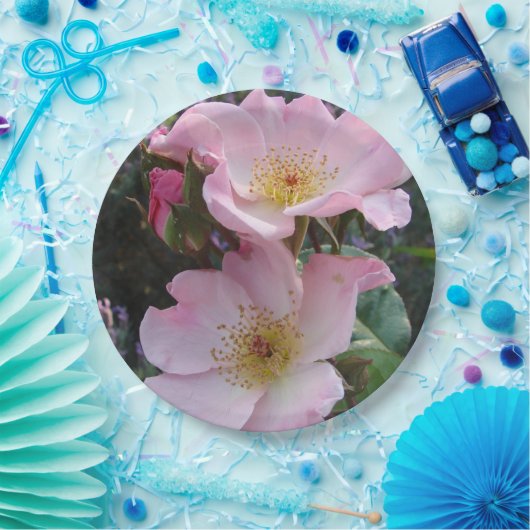 Assiettes En Carton Rose rose Fleur Motif papier plaque (Fête)