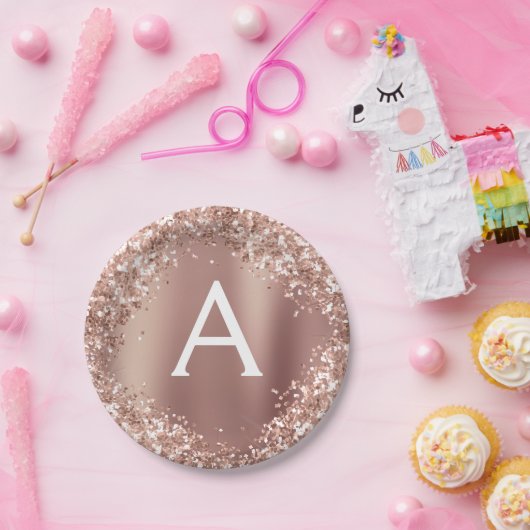 Assiettes En Carton Rose Rose Gold Parties scintillant et étincelle Mo (Fête)