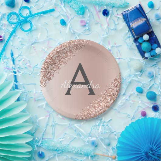 Assiettes En Carton Rose Rose Gold Parties scintillant et étincelle Mo (Fête)