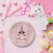 Assiettes En Carton Rose Rose or étincelle Unicorne Monogramme Anniver (Fête)