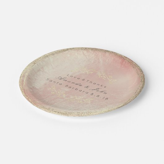 Assiettes En Carton Rose rose or métal métal fleuri Mariage Glas (Angle)